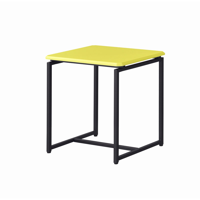 Ensemble de 3 tables de bout, ensemble de tables basses et tables d'appoint Fulgencio, Noir, Jaune