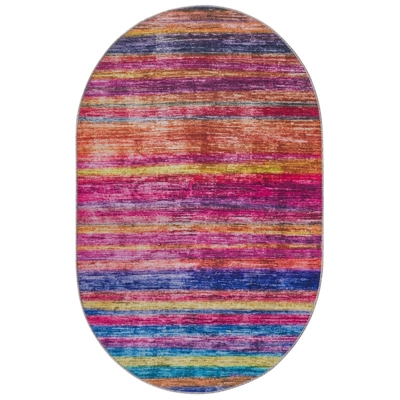 Ikhasa Chenille Abstract Indoor Rug, Oval 3'6" x 5'6"