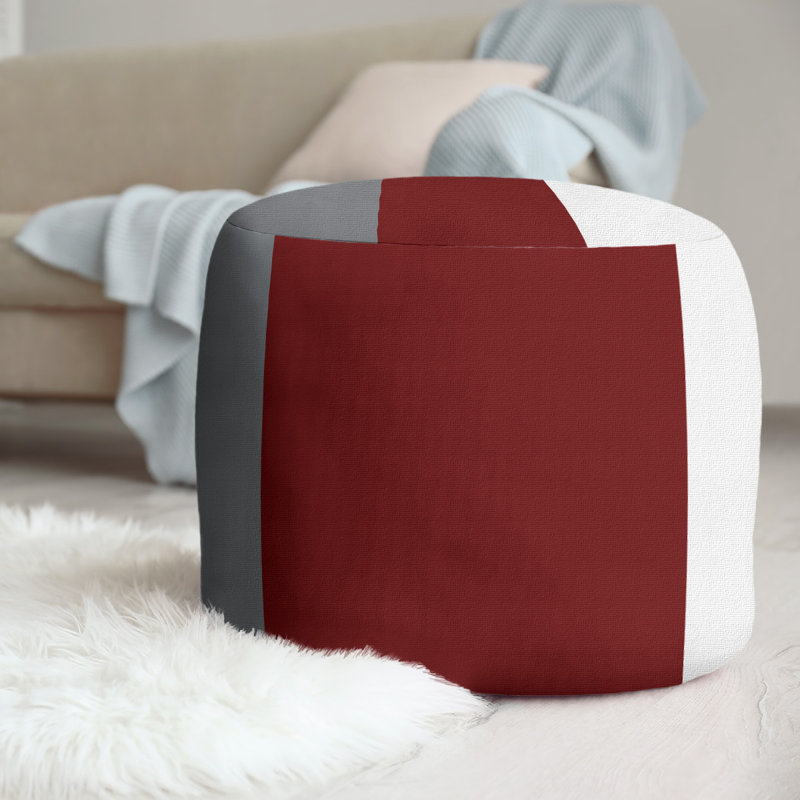 Repose-pieds cubique rond à rayures 20,5", Gris foncé / Marron / Blanc