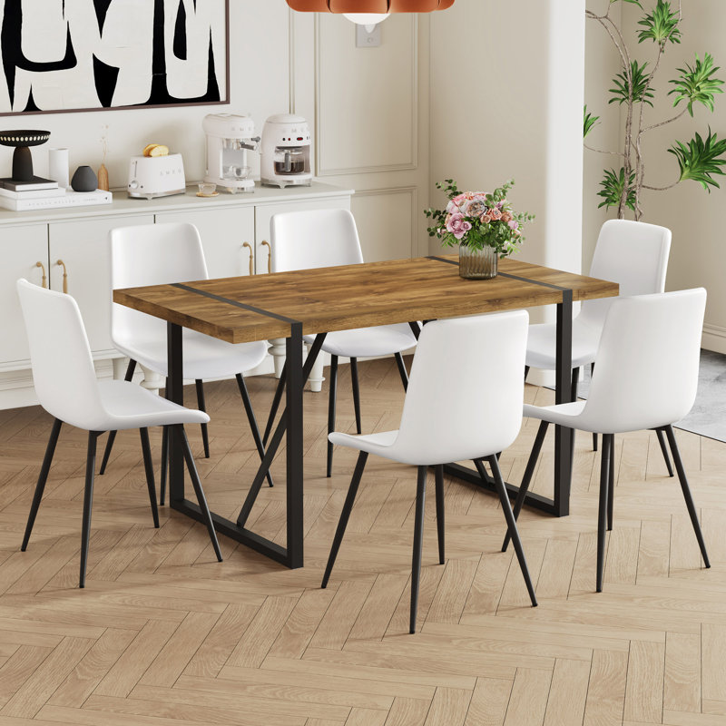 Ensemble de table et chaises, Marron clair, 7