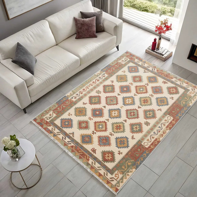 Tapis de couloir coloré en chenille Animolian Kilim, Rectangle 3'4" x 6'7"