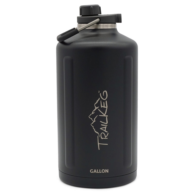 TrailKeg Double Wall Insulated Stainless Steel Water Bottle, 128 oz., Black