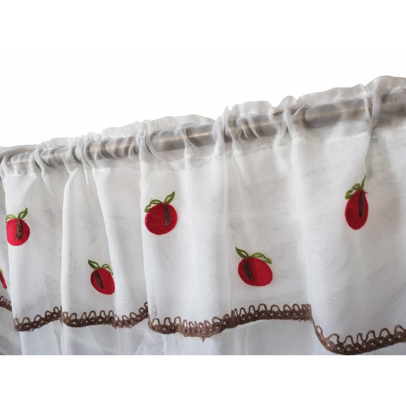 Klatt Semi Sheer Curtain Panel Pair, Red/White, 121.92cm W x 121.92cm D