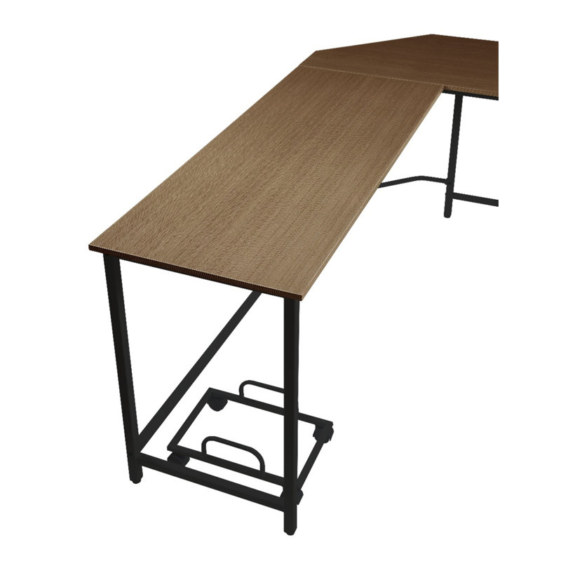 Dazenus L-Shaped Computer Desk With Thick Desktop And Stable Support, Black, Oak