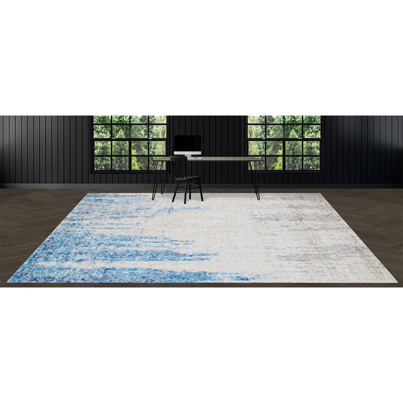 0ZARTZN37GYBL Wool Abstract Area Rug in Blue, Rectangle 8' x 10'