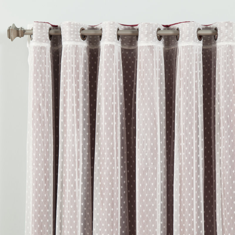 Damyiah Polyester Blackout Curtain Panel (1 Sheer and 1 Blackout Panel), Burgundy, 80" W x 84" L