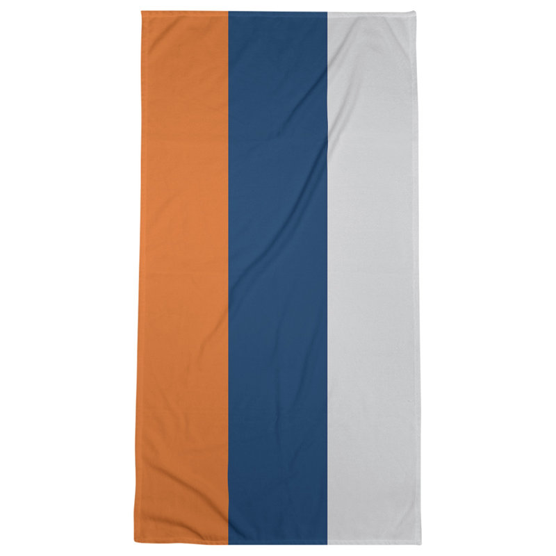 Bath Towel, Orange/Navy/Gray, Microfiber