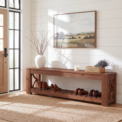 63" W Solid Wood Storage Bench