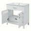 Meuble-lavabo de salle de bain avec lavabo en céramique et beaucoup de rangement-1073641630