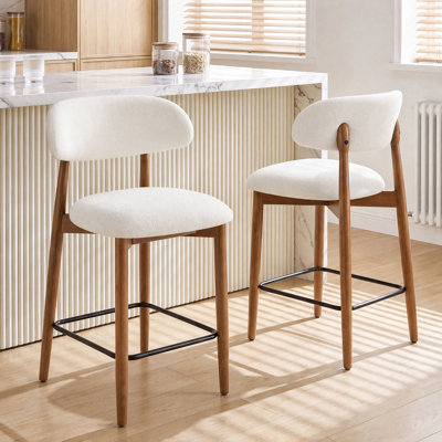 Upholstered Solid Wood Barstool Chair