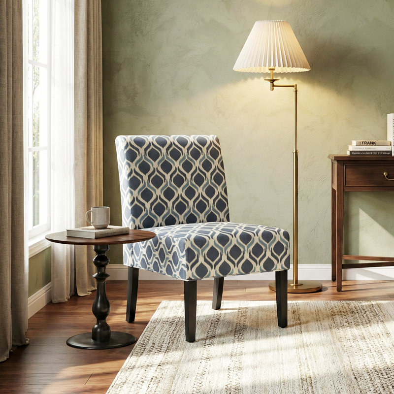 Chaise d'appoint moderne pour le salon, Bleu marine / beige