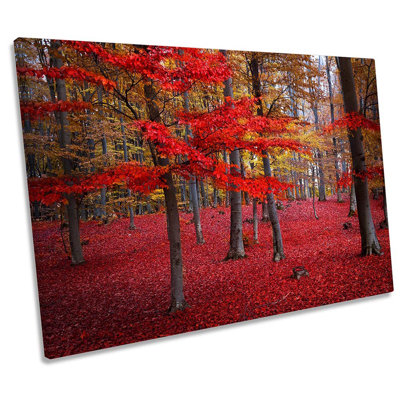Red Landscape Forest - Wrapped Canvas Print