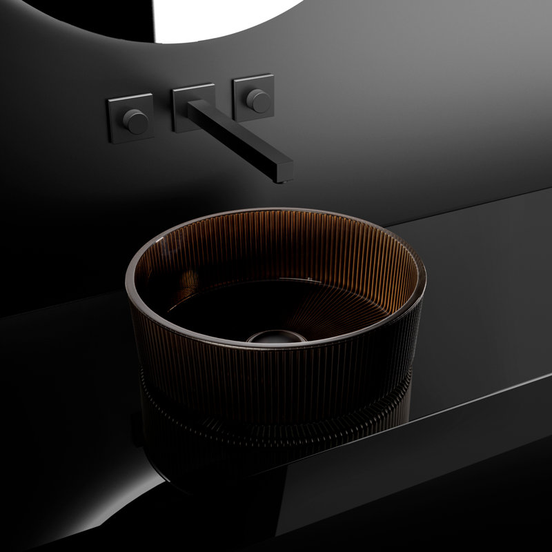 Lavabo de salle de bain en cristal Lia Luxury, Brun