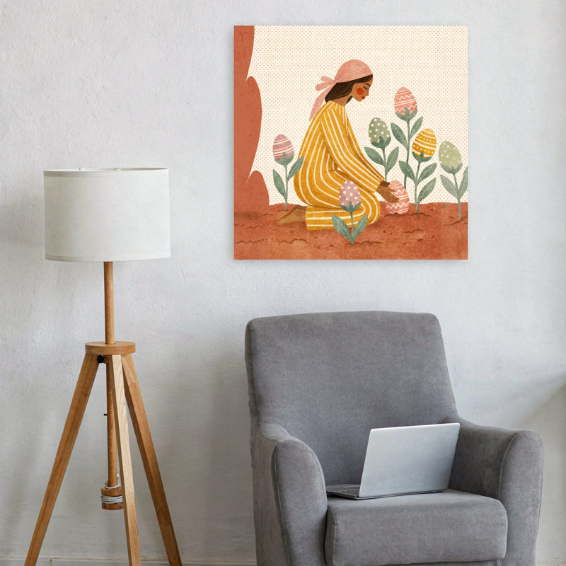 «Whimsical Egg Garden Colorful Dreamy Peaceful Nature Spring», impression murale, 24" H x 24" W