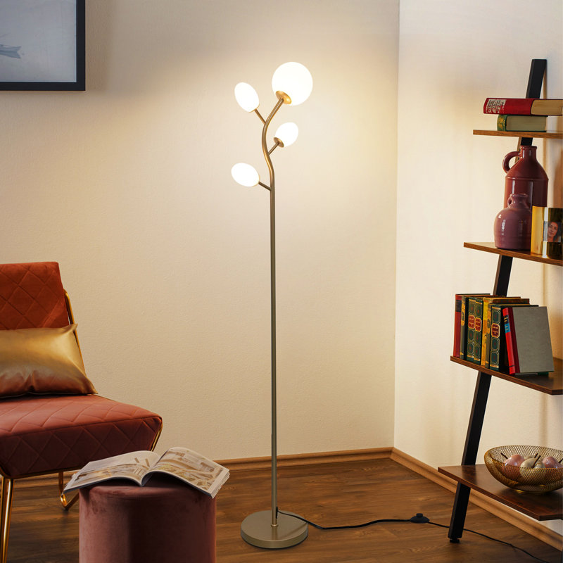  4-Light 68'' Gold Tree Floor Lamp with LED Bulbs Included, Gold