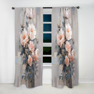 Serenade de pivoines rose Eris - rideau en velours moderne - obscurcissant - 1 panneau