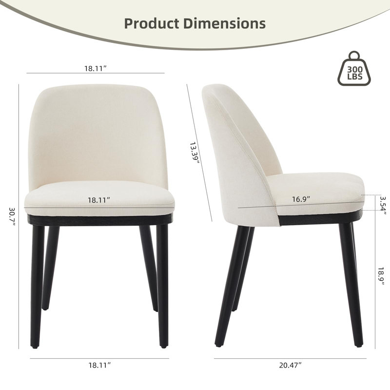 Linen Blend Side Chair, Beige, 6, Beige