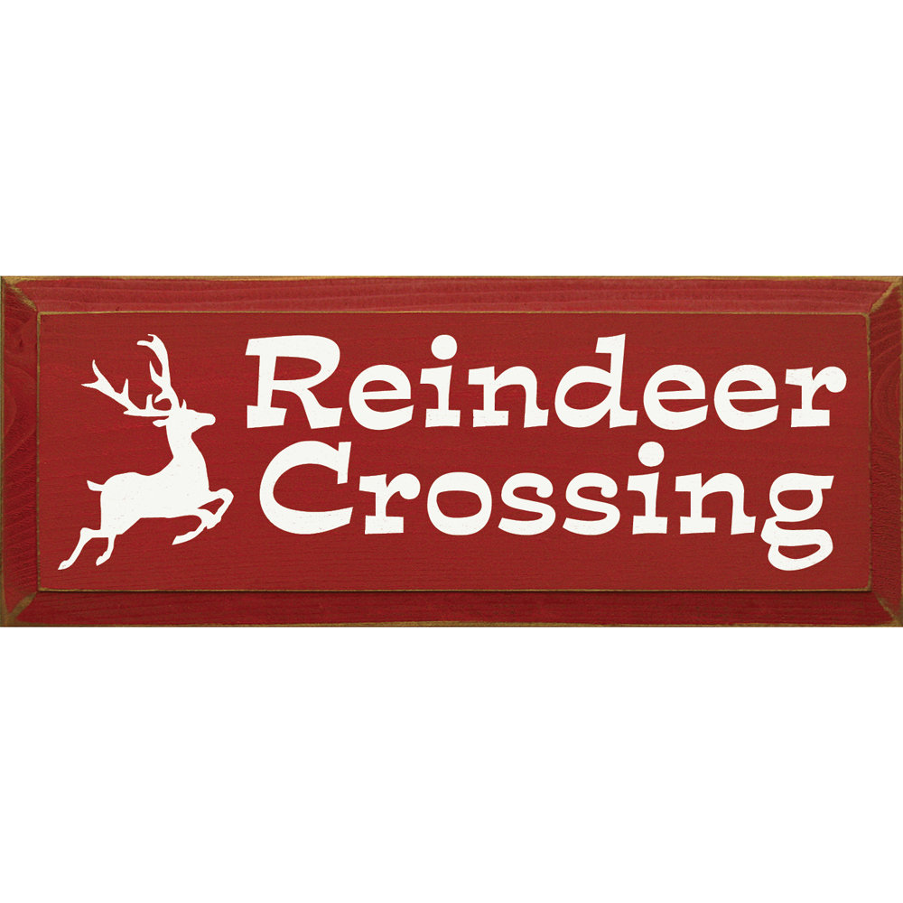 Reindeer Crossing Textual Art Plaque Sawdust City