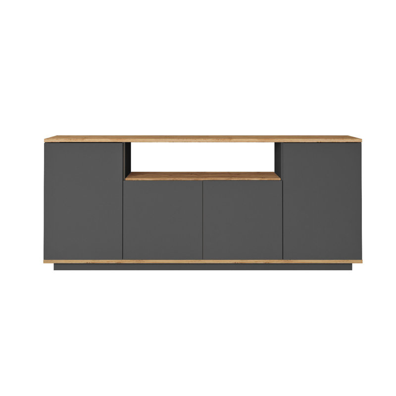 Colesen Modern Console Table, Push to Open Doors, Atlantic Pine & Anthracite, 70.9 x 29.5 x 17.5 inches | 100% Melamine Coated Particle Board, Thickness: 0.7 inches | Sleek Design for Living Room & Entryway, Stylish & Functional