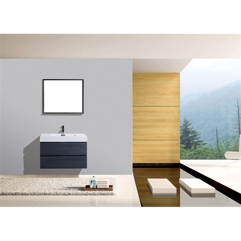 Royka 35.75'' Single Bathroom Vanity with Acrylic Top, Gray Oak