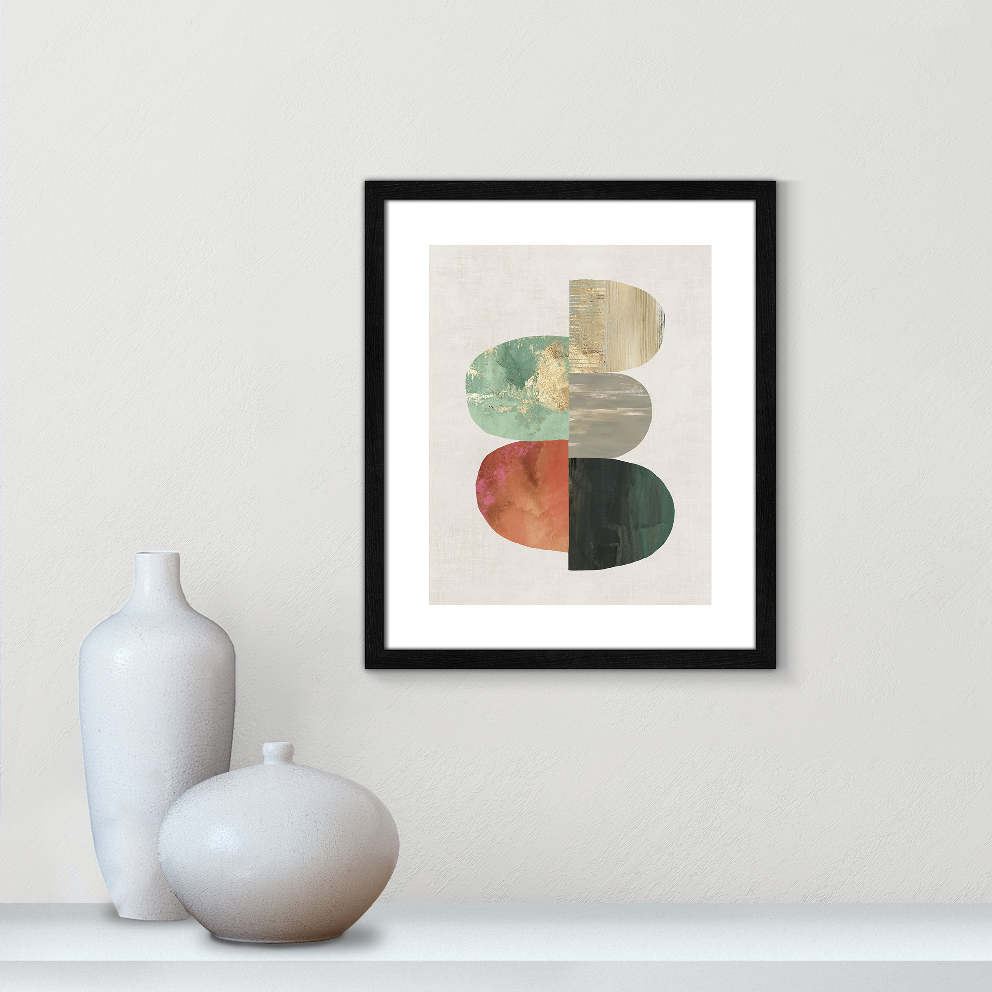 Evolving Energy I - Painting Print, Black Wood, 19" H x 16" W, Picture Framed Paper