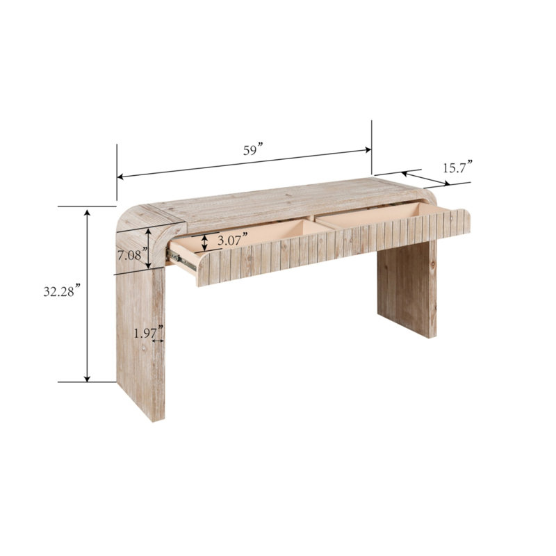 59.11'' Console Table, Natural Wood Wash