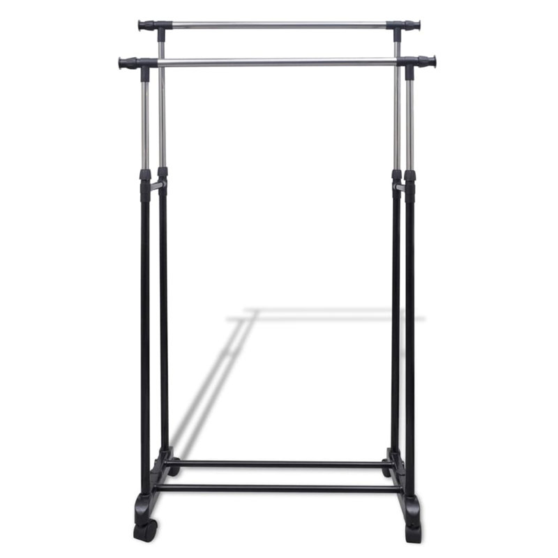 Rebrilliant Adjustable Clothes Rack 4 Castors 2 Hanging Rails