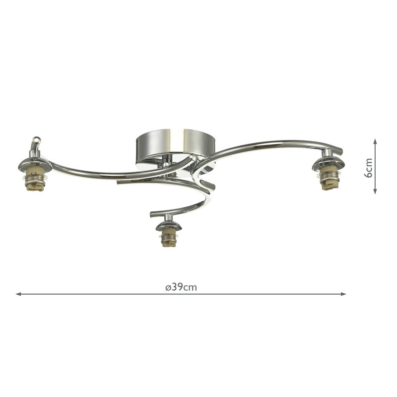NAKITA 3LT SEMI FLUSH FRAME ONLY, Polished Chrome