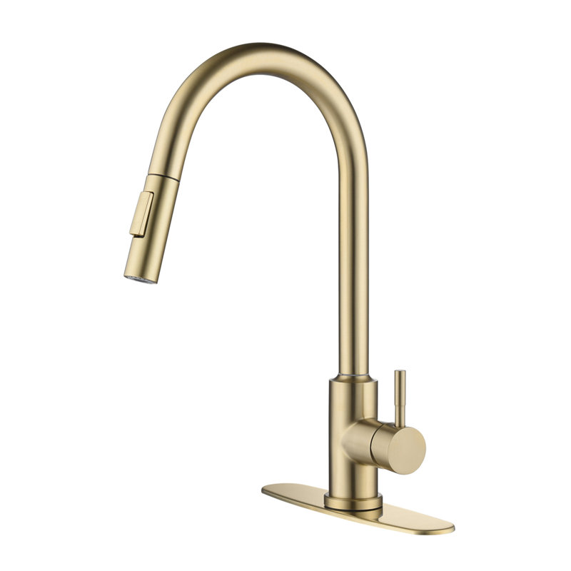Brushed Gold Stainless Steel Touch Kitchen Faucet with Pull Down Sprayer