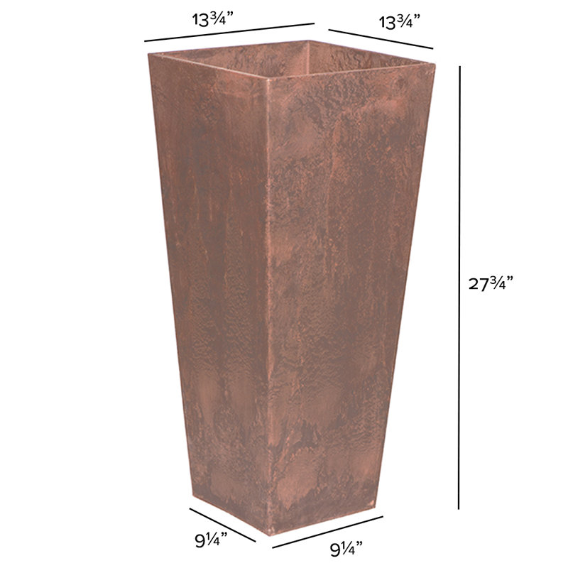 Pot à fleurs avec égouttoir Sewstone Artstone, Rouille, H 27,5 po x l 13,75 po x P 13,75 po