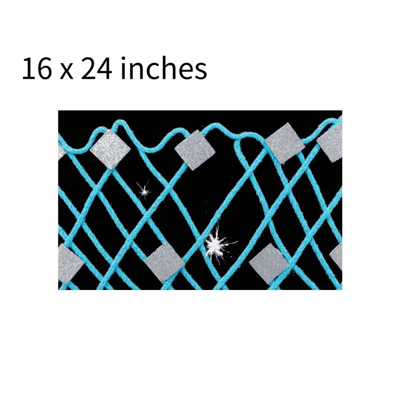 Bright Blue Grid Sequins Bath Rug, 16 X 24 Inch
