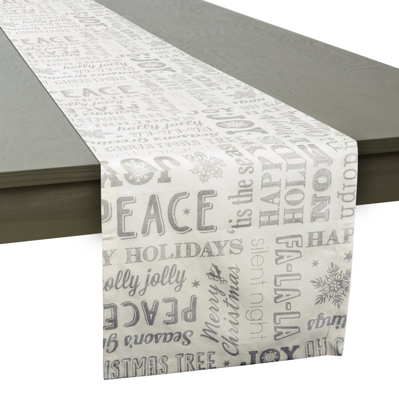 Mcmann 100% Cotton Christmas Table Runner, Silver, 72" L x 14" W