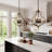 4-Light Gold & Black Geometric Cage Pendant Light, Adjustable Height