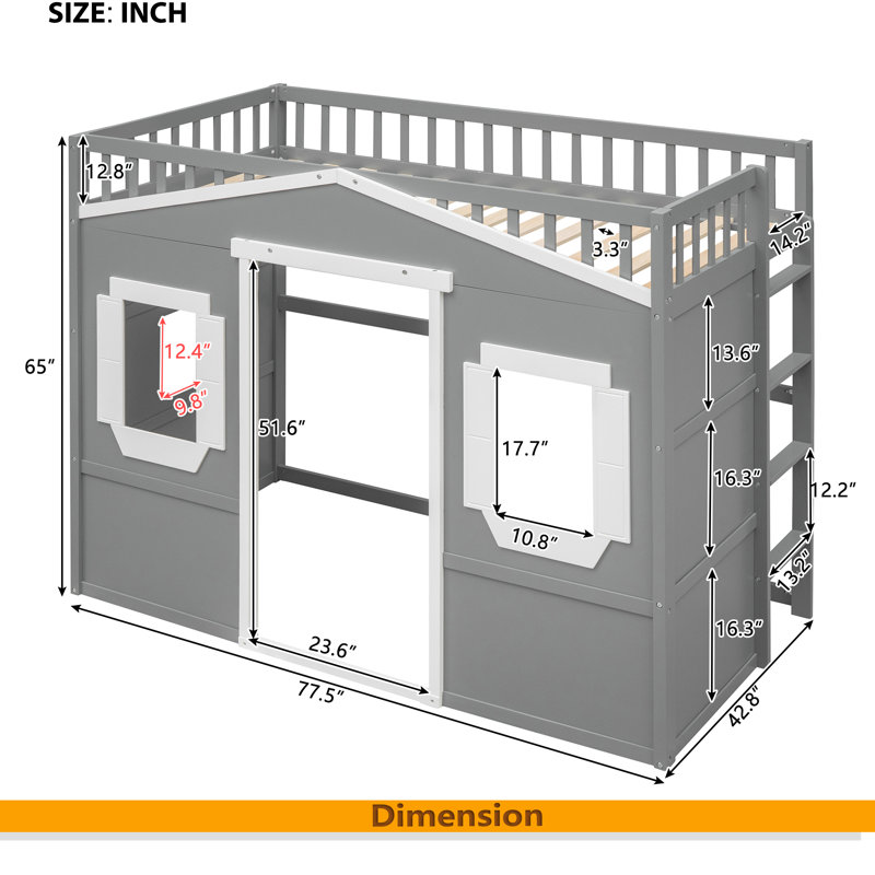 Lit mezzanine simple avec échelle, Blanc / Gris