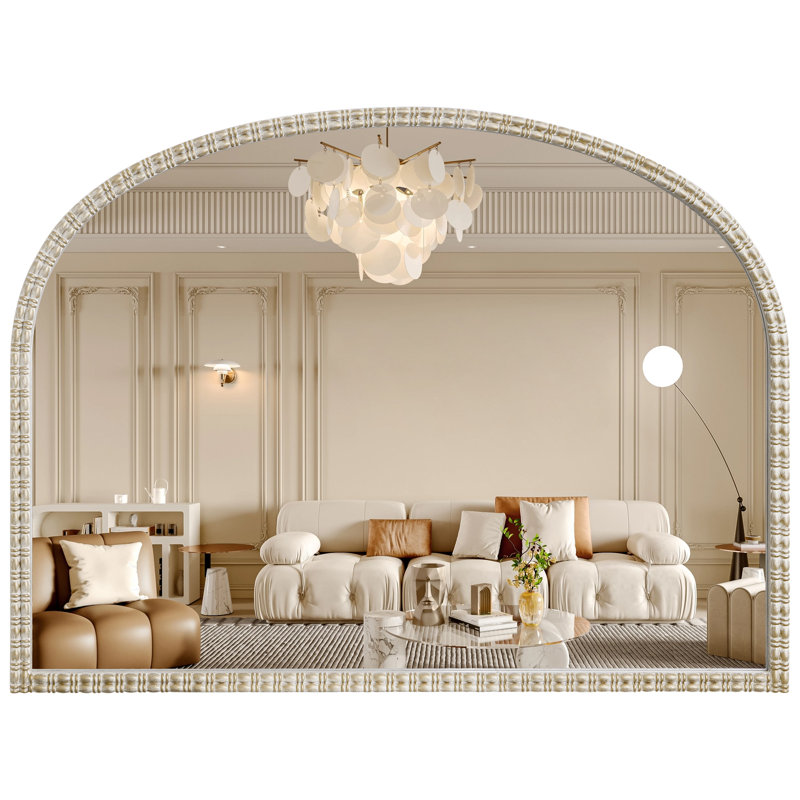 Arched Metal Framed Decorative Wall Mirror, Gold, 30"x22"