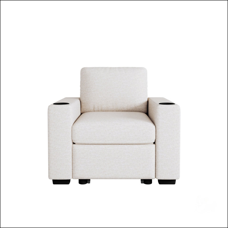 Canapé convertible moderne pour le salon, beige, peu encombrant et confortable