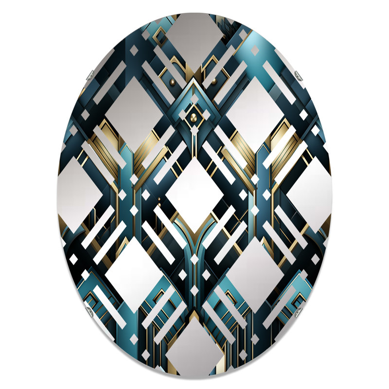 Sarcelle et or Art Déco Glamour géométrique I, L 20 po x H 30 po