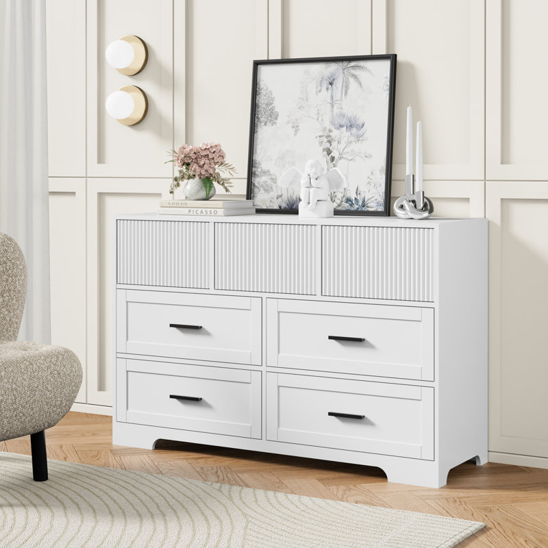 7 - Drawer 47.24"W Double Dresser, White