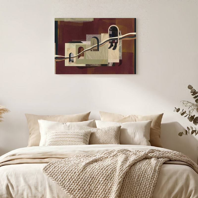 Art mural sur toile Maroon and Beige, H 24 po x l 36 po