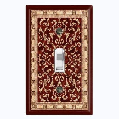 Elegant Beige Red Carpet Rug Print 1 - Gang Toggle Light Switch Standard Wall Plate