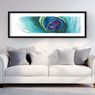 Peacock Feather Closeup - Framed Matted Print for Home Decor