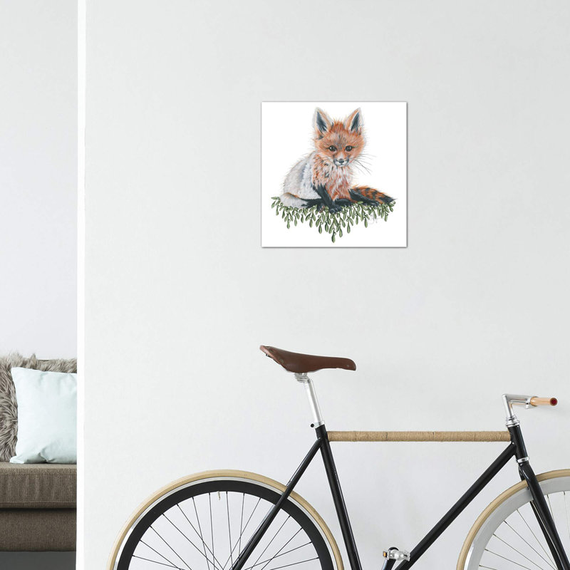 Bébé renard - reproduction d'art, Pas de tapis, Toile tendue, H 12 po x l 12 po x P 0,75 po
