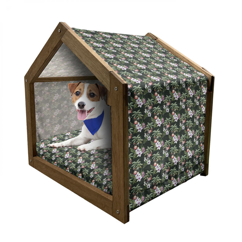 Niche pour chien en bois vert foncé, H 25,59 po x l 29,53 po x P 21,65 po