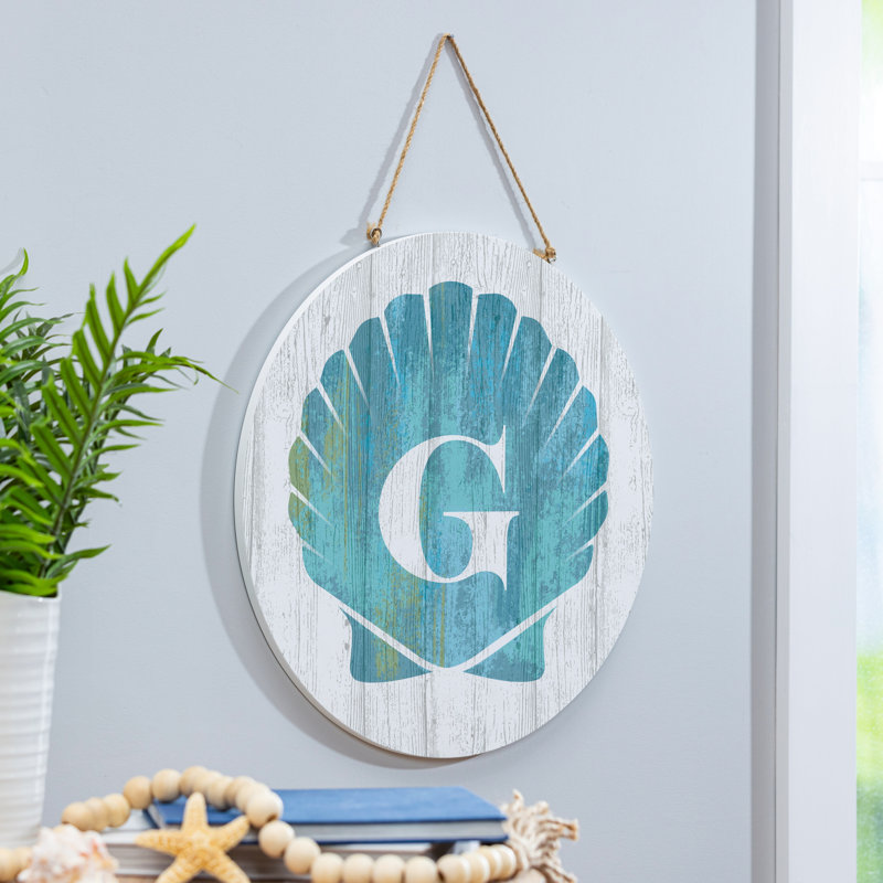 Monogramme de coquille décorative de porte côtière 18 po