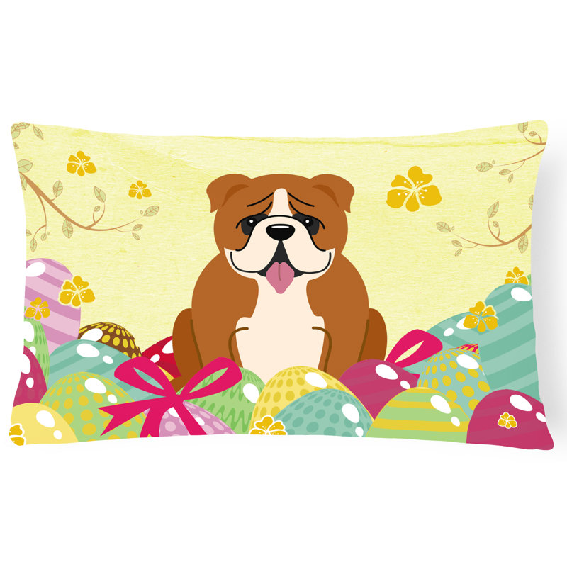Coussin lombaire rectangulaire anglais bouledogue de pâques, Brun / Blanc