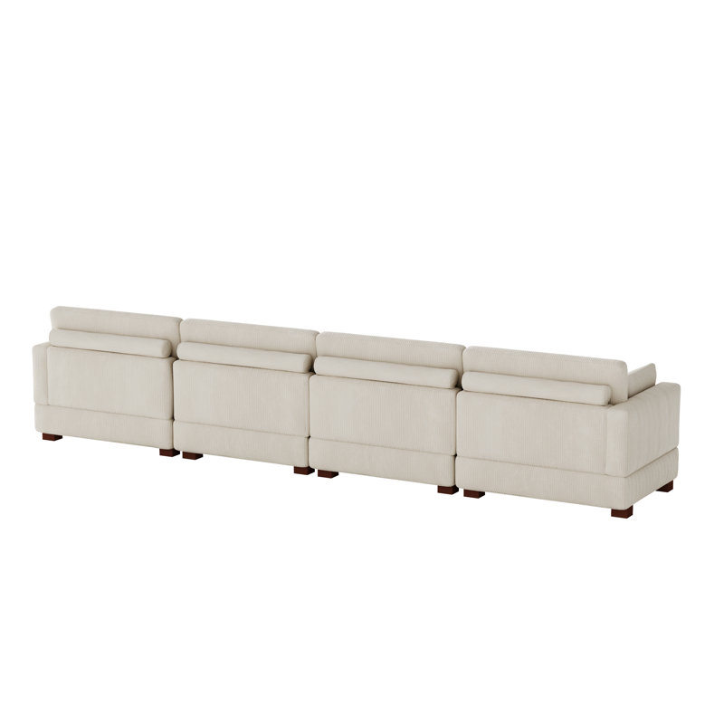 4 Seater Corduroy Corner Sofa , 78cm H x 410cm W x 87.9cm D, Navy Corduroy