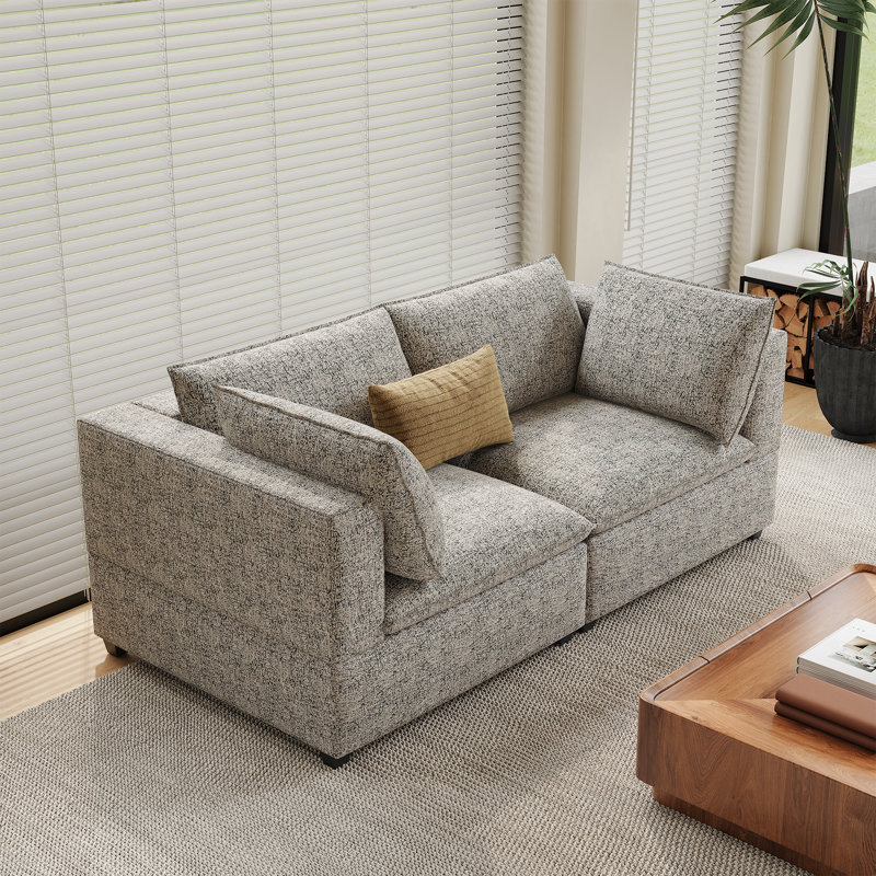 Canapé 86,6 po moderne à 2 places avec revêtement en similicuir gris