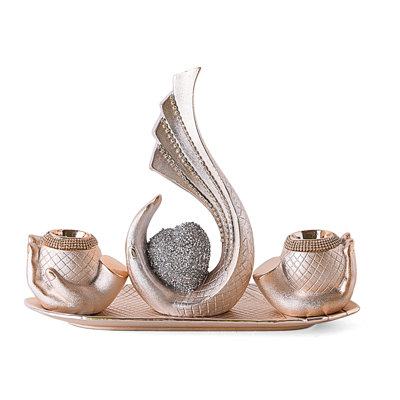 2 Piece Concrete / Cement Tabletop Candelabra Set