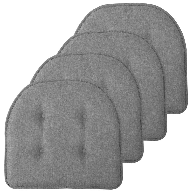 Solid U-Shaped Non-Slip Indoor Chair Cushion, Gray, 4