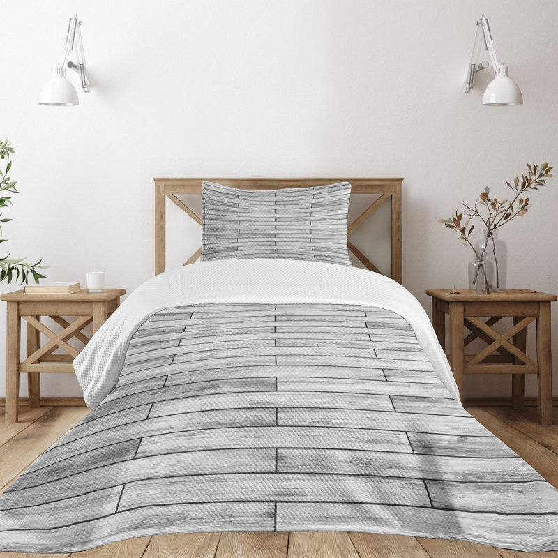Gray Twin Quilted Bedspread Set with Pillow Sham